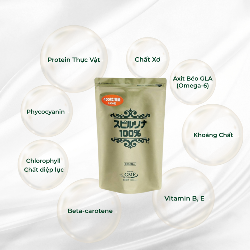 Tảo Xoắn Spirulina 2400 Viên Dạng Túi Nhật Bản