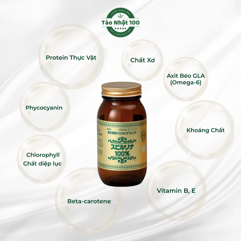 Tảo xoắn Spirulina - Tem đỏ 2200 viên Nhật Bản