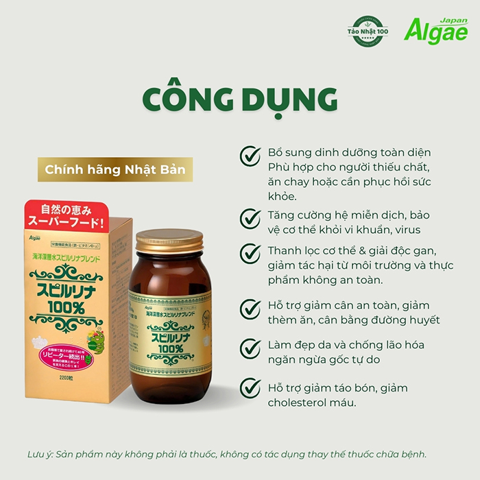Review sản phẩm Tảo xoắn Spirulina tem đỏ 2200 viên của Japan Algae