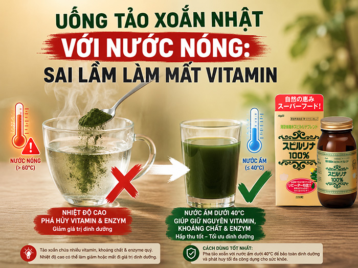 Uống tảo xoắn nhật với nước nóng: Sai lầm âm thầm "Thiêu Rụi" nguồn dinh dưỡng quý giá